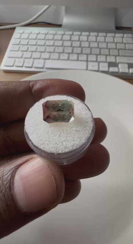 5.205 Carat- Congo Tourmaline- Pale Green to Pink