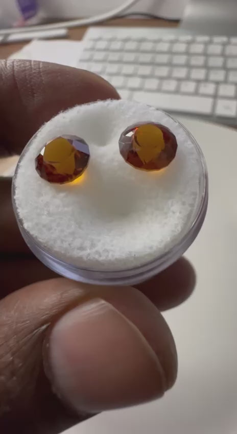 5.490 Carat- Tanzanian Hessonite Garnet- Deep Orange Pair