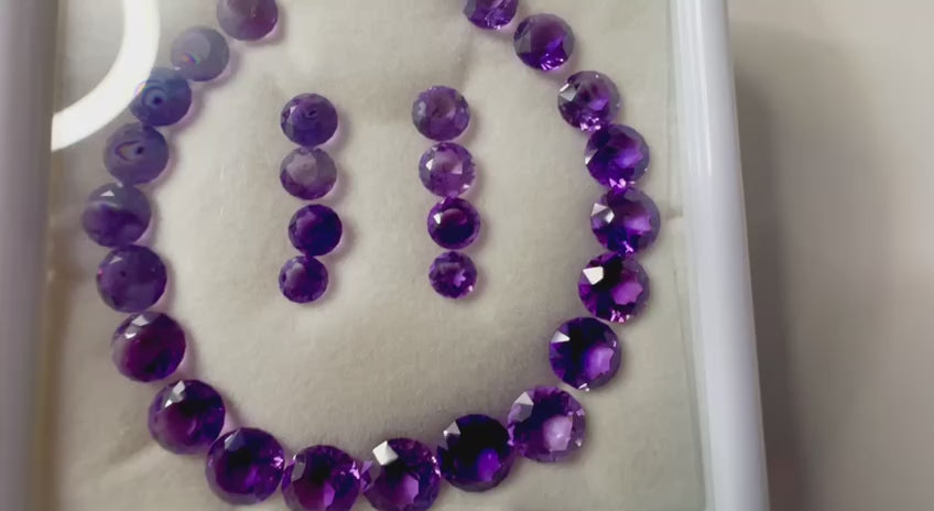 46.77 carats of round Brazilian Amethyst- Bracelet and Earring Set