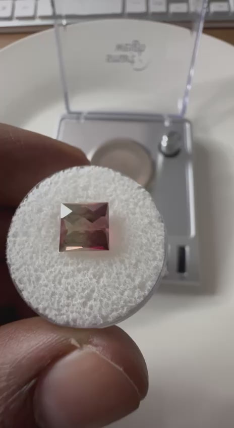 3.155 Carat- Congo Tourmaline- Pale Green to Pink